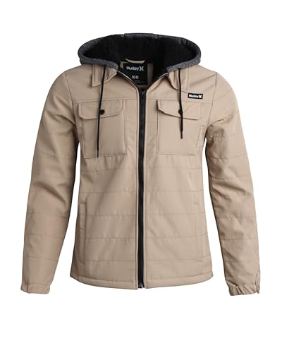 Hurley Men's Voyager Jacket - Warm Insulated Fleece Jacket with Cozy Sherpa Lining - Lightweight Hooded Jacket for Men (S-XL)