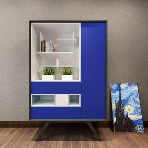 Image of Dark Blue Solid Matt Peel and Stick Wallpaper Contact Paper Wallpaper Modern Self Adhesive Wallpaper Decorative Removable 16 x 48 Inch