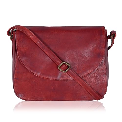 Image of Genuine Leather Shoulder Crossbody Purse For Women with Adjustable Strap, Mobile Pocket & Outside & Inside Zipper