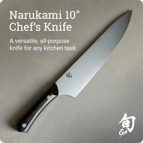 Shun Narukami 10" Chef’s Knife, Handcrafted Japanese Kitchen Knife for Professional and Home Chefs, Blue II Carbon Steel Core and San Mai Stainless Steel Cladding, Micarta Handle - Thumbnail 3