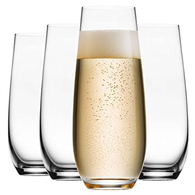 Godinger Champagne Glasses, European Made Champagne Glass, Stemless Champagne Flutes - Set of 4