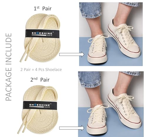 Image of SHOESHINE Sports & Sneakers Shoe Laces - 2 Pairs Set Flat Shoelace for Men & Women