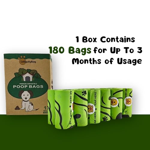 Image of Dog Poop Bags - Extra Thick, Leak-Proof, Unscented - 180 Count - Heavy-Duty Waste Bags for Small & Large Dogs - Easy Open & Durable Rolls