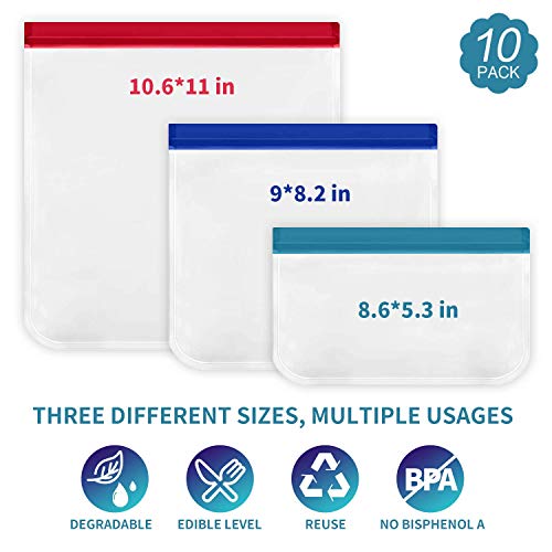 image for sherry Reusable Food Storage Bags,10 Pack Reusable Ziplock Bags Bread 