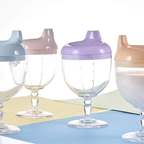 Plastic Wine Glass Baby Goblet Party Cup, Beverage Mug Milk Bottle with Lid for Kids on Birthday Party, Christmas or New Year Celebration (Purple)