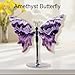 Natural Crystal Butterfly Statue Genuine Crystal Figurine Ornament, Amethyst Agate Wings, Home Office Tabletop Decor (Amethyst)