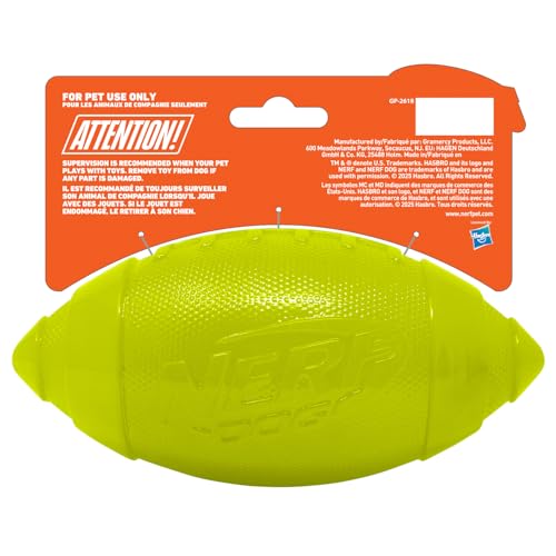 Nerf Dog TPR Ultra GLOW Football with Squeaker, 7-Inch Rechargeable Durable Fetch Toy for Night Play Green - Image 4