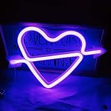 Neon Heart Signs Led Neon Lights up Sign Decorative Neon Wall Light for Girls Room (Lavender Cupid)