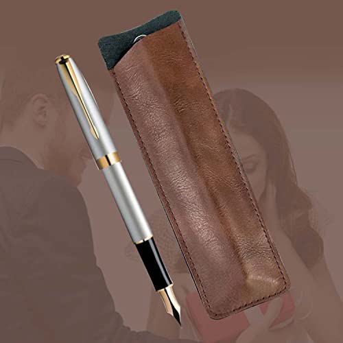 Enjcwer 2 Pcs Vintage Leather Pen Case,Exquisite Vintage Square Pen Case,Protective Sleeve Cover For Pencil, Ballpoint Pen #TOP2