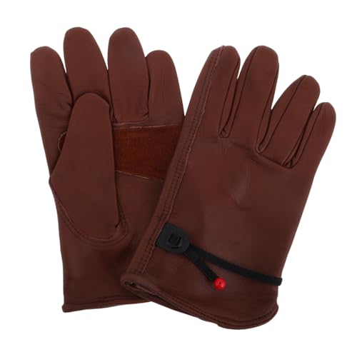 Toyvian 1paio Guanti Da Lavoro Pelle Con Chiusura Al Polso Per e Giardinaggio Guanti Resistenti e Multifunzionali Per Bbq e Costruzione Colore Marrone Taglia