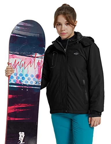 Wantdo Giacca da Sci Montagna Invernale Parka da Neve Caldo con Cappuccio Cappotto da Snowboard Giubbotto Impermeabile Bambina