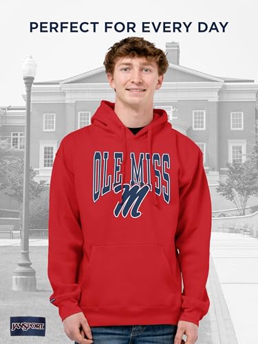Image of JanSport NCAA Officially Licensed Rival Hoodie, Long Sleeve Unisex Sweatshirt, Cotton-Polyester Blend, Double-Layered Hood