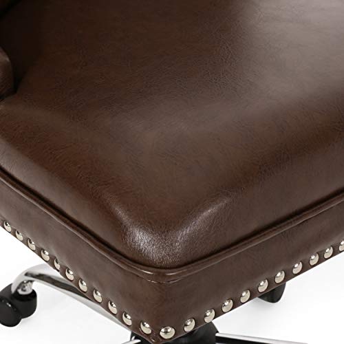 Christopher Knight Home Keith Contemporary Tufted Swivel Office Chair, Dark Brown + Chrome #TOP7