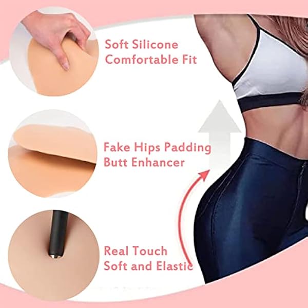 Wisfancy 2 Almohadillas de Silicona para Levantamiento de glúteos, para Crossdresser y Caderas, extraíbles, para Levantamiento de glúteos, Moldeador de Abdomen, para Crossdressing