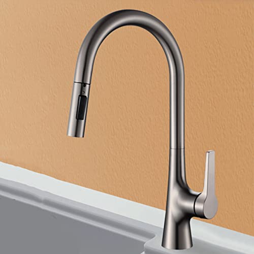 Robinet de cuisine mitigeur rotatif gris pistolet pour simplifier la vaisselle au quotidien