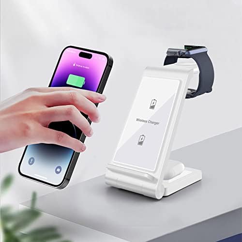 FDGAO 3 in 1 Wireless Charger 15W Wireless Charging Stand Station Foldable For Apple Watch Series 8/7/6/5/4/3/2/SE, AirPods Pro/3/2, iPhone 14/13/12/14 Pro/Pro Max/11/XS/8 (No AC Adapter)