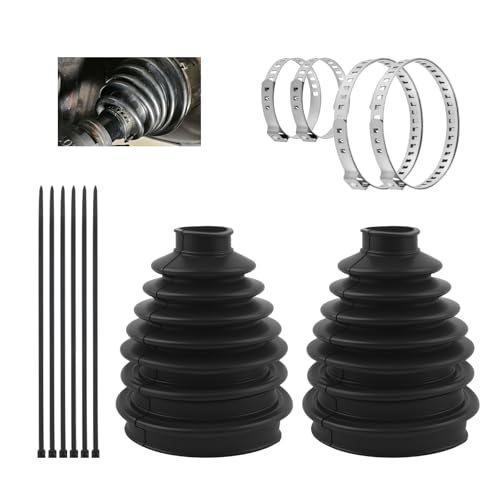 2PCS Upgrade Larger CV Boot Repair Kit Rubber Anti-Dust CVs Axle Boots Repair Kit with CVs Boot Clamp & Cable Ties Universal Tie Rod Boots for Most Cars Trucks SUVs