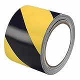 3 Inch x 110FT Black and Yellow Safety Tape, Hazard Tape, Warning Tape, Caution Tape Roll, Floor Marking Tape...