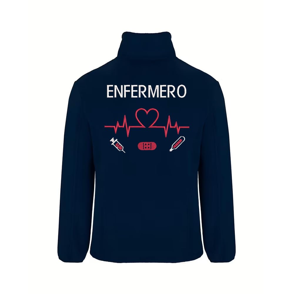Forro Polar Bordado Hombre Personalizado. Modelo LÍNEA DE Vida-CORAZÓN. Ideal para Sanitarios. Regalos Personalizados. con Cremallera y Bolsillos. Regalos TPMAS