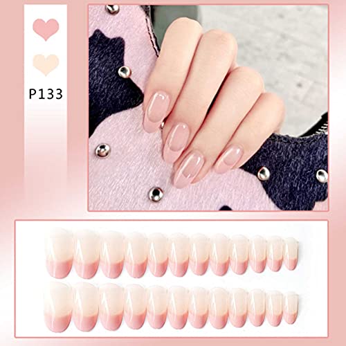 Kamize French Tips Press On Nails Almond Fake Nails Medium Lenght Acrylic Full Cover False Nails For Women And Girls24Pcs #TOP2