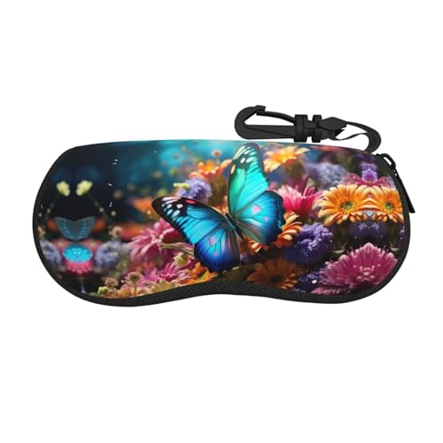 Funda para gafas de sol con estampado de jardín, funda de neopreno suave con cremallera para mujeres, niñas y hombres, Jardín colorido vívido, One Size