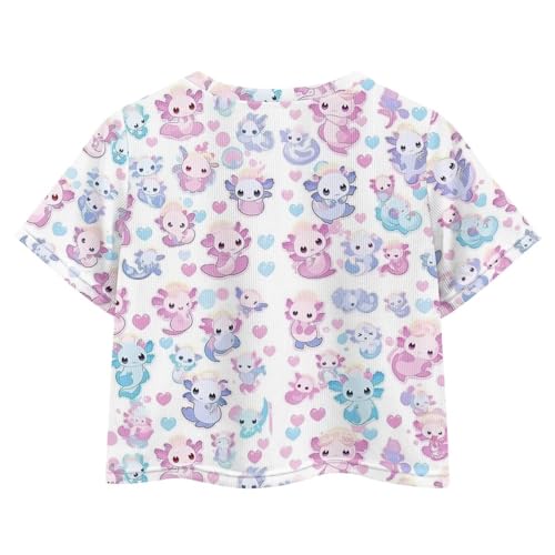 Image of Kids T Shirt Short Sleeve Crop Tops for Girls Summer Clothes Pullover Tees Shirt 5-14