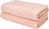 Amazon Basics Quick-Dry Bath Sheet - 100% Cotton, 2-Pack, Petal Pink