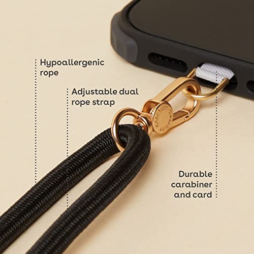 Image of CASETiFY 6mm Rope Cross Body Strap with Card - Black (Gold)