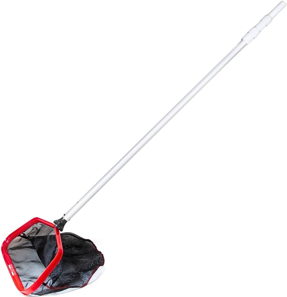 Aquatix Pro Pool Skimmer Net with Pole, 19" Extra Wide Net, 4-12ft Pole, Professional Grade, 3 Section 1.1mm Aluminum Detachable Pool Pole, Heavy Duty Strong Nylon Fine Mesh Net Bag, Wear Resistant