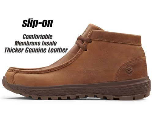 Image of SUREWAY Men's Chukka Boots,Fashion and Comfort Driving Shoes,Lightweight Durability Leather Moc Toe Work Boots