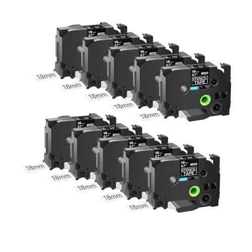 3-10PK Ste-141 �e�[�v�A�u���U�[ Ste-151 Ste-161 �G�b�`���O�X�e���V���񃉃~�l�[�g���x�� 18/24/36 �~�����[�g�� P-touch �v�����^�p(10PK 18mm Ste-141)