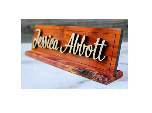 3D Text Wooden Desktop/Table Name Plate for Office with Stand for...