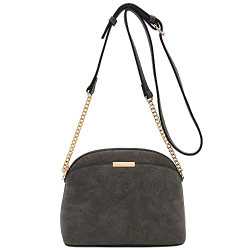 Image of FashionPuzzle Faux Leather Small Dome Crossbody Bag with Chain Strap