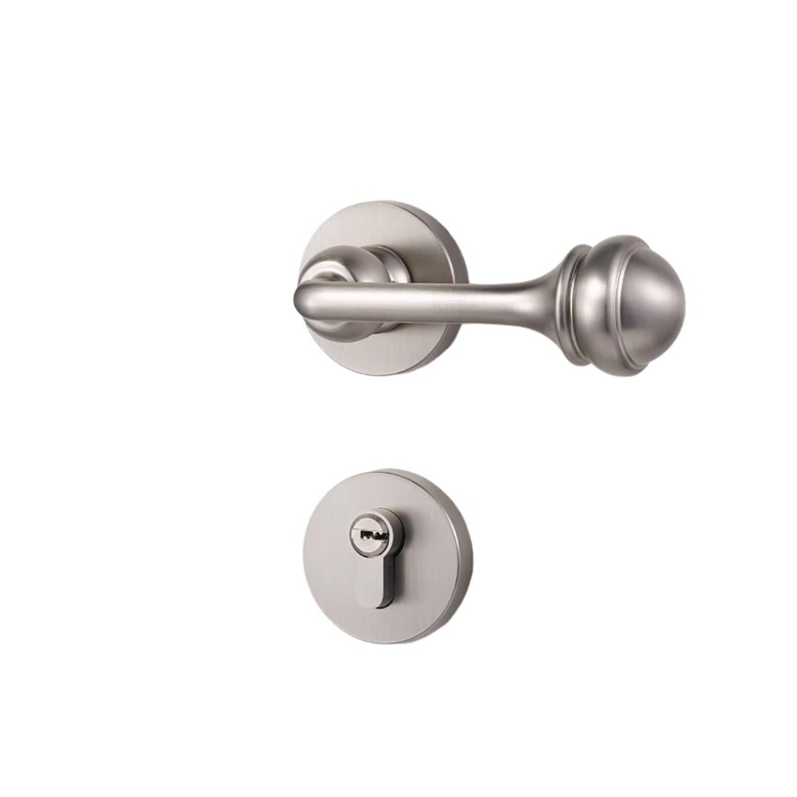 Serrure magnétique silencieuse avec poignée fendue argentée pour porte en bois
