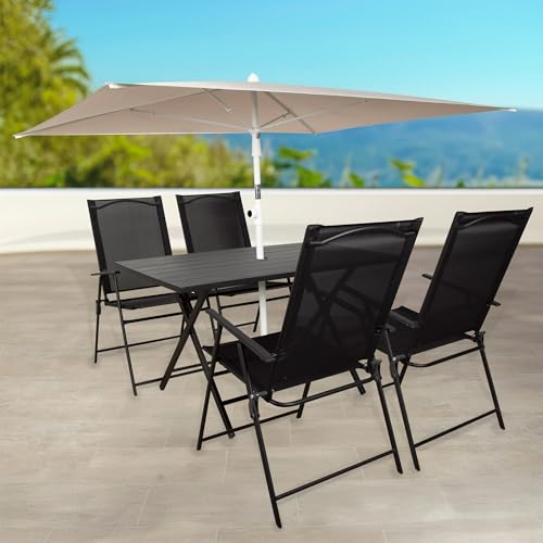 Sombrilla terraza rectangular AKTIVE beige 180x145 cm con estructura de acero y 4 varillas 3