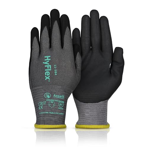 Ansell HyFlex 11-584 Cut Resistant Touchscreen Work Gloves for Metal Fabrication Automotive Machinery Size 6 (XS) Grey (Pack of 1)