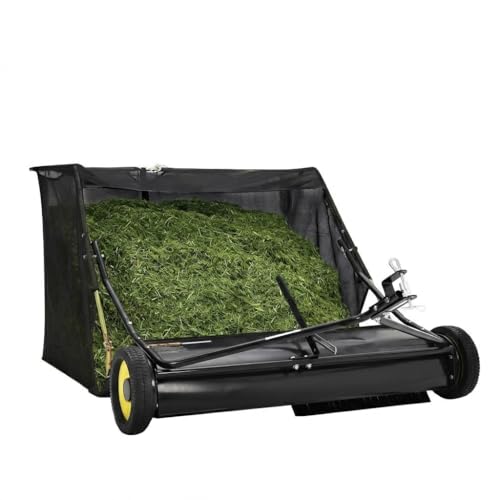 Garvee 42" Tow-Behind Lawn Sweeper – 24 cu.ft. Large-Capacity Pull-Behind Grass & Leaf Collector, Heavy-Duty Adjustable Height, Dumping Rope Design for Easy Debris Disposal, Fits Tractors & ATVs