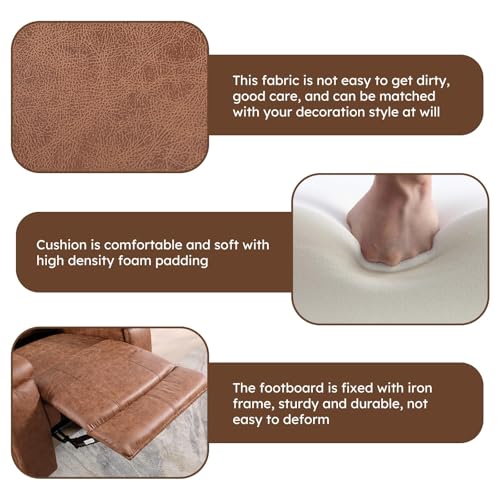 Image of CANMOV Faux Leather Manual Reclining Sofa Furniture Set, 2 Manual Recliner Chair and 3 Seat Recliner Sofa Couch Set for Living Room,Brown
