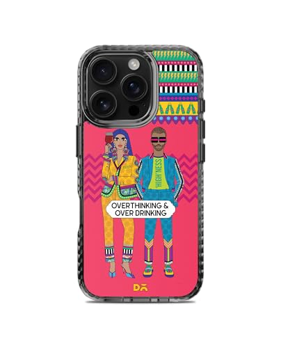 Image of DailyObjects Case for iPhone 16 Pro Max Compatible with Mag-Safe Wireless Charging, Stride 2.0 Overthinking & Overdrinking Slim Shockproof Back Cover with Inner Magnetic Ring