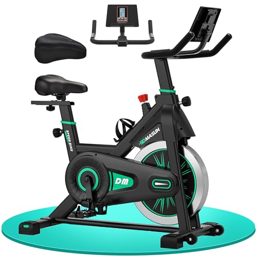 DMASUN Exercise Bike Professional with Large Tablet Holder & Comfortable Seat, Indoor Cycling Bike for Home Cardio, Fitness Stationary Bike with 350LBs Capacity (Additional Soft Seat Cushion Cover)