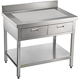 VEVOR Stainless Steel Work Table 24 x 42 in Commercial Food Prep Worktable with 2 Drawers,...