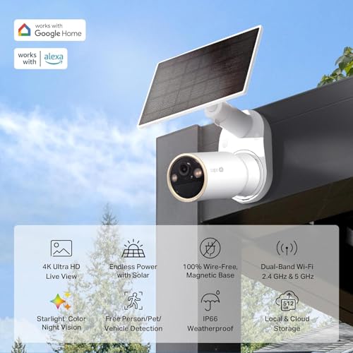 Image of Tapo MagCam 4K Outdoor Wireless Security Camera - Battery Power with Solar, Magnetic Mount, Person /Vehicle Detection, Subscription-Free SD or Optional Cloud, Compatible with Alexa, C460 KIT (3-Pack)