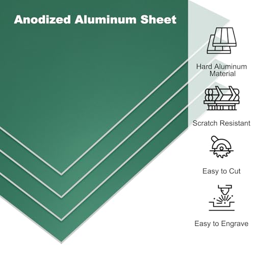 Image of PATIKIL 3.3x2.1x1 /32inch Anodized Aluminum Sheet, 5Pcs Metal Rectangle Aluminum Plate 0.8mm Thick Engraving Blanks for Laser Engraving DIY Decorative Crafting Home Decoration, Green