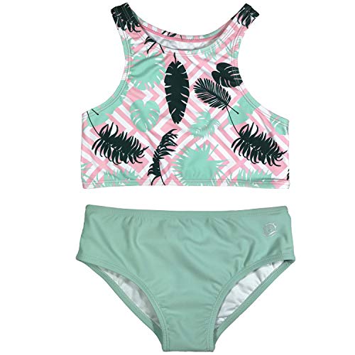 Image of SwimZip Girls' Halter Top and Bikini Bottom 2 Piece Set UPF 50+ Sun Protection