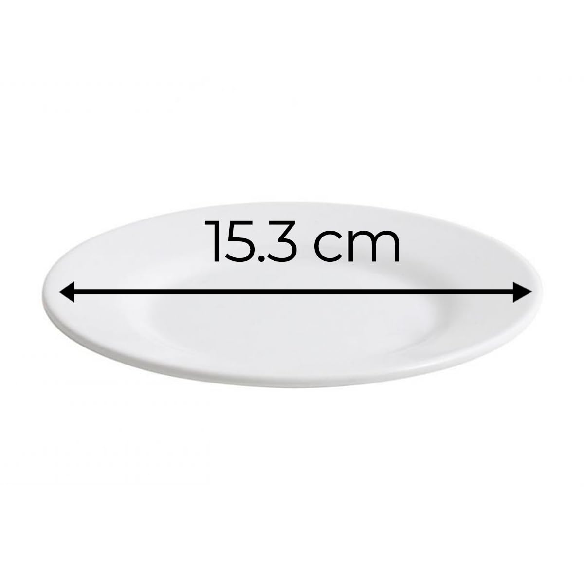 Lot de 24 assiettes pains AVA rondes 170g, plat pour servir des tranches de pain, salade et dessert en porcelaine blanc - diamètre 15,3 x hauteur 2 cm