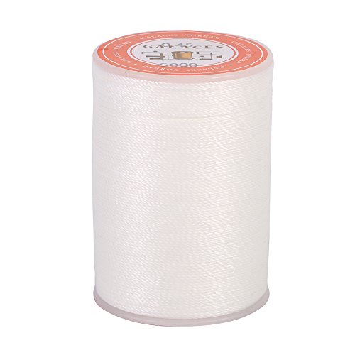 Hilo de costura para cuero Zunate de poliéster, bobina de 160 m, cordón cerado para manualidades y bricolaje, redondo, fuerte y duradero para bolsos, carteras y reparación de calzado (blanco) miniatura 2