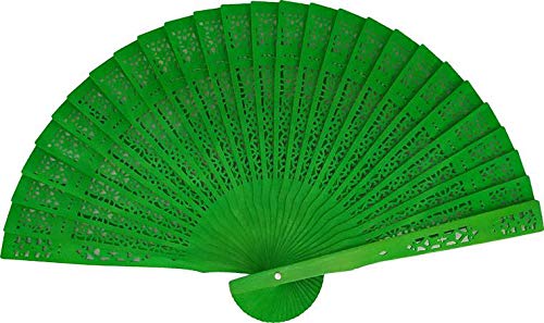 Lote de 36 Abanicos de Madera Calados de Sándalo Colores - Abanicos Muy Baratos, Ofertas, Stocks, Outlet para Detalles de Bodas, Abanicos Baratos para Invitada