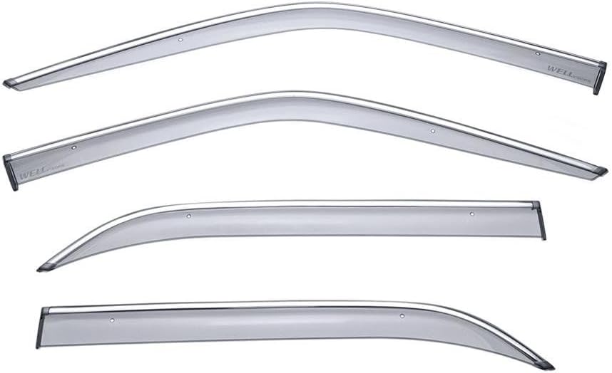 WellVisors Window Visors Wind Deflectors Compatible with Mercedes-Benz LWB 1992-1999 MB S-Class Sedan W140 V140 4Dr with Chrome Trim Rain Guards 3-847MB016