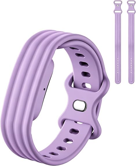 Siebkorb for Google Fitbit Air Nylon Band,Hook and Loop Strap Replacement,Breathable Sport Loop,Adjustable Woven Wristband for Fitbit Air Screenless Fitness Tracker,Non-Original (2, Silicone-Purple)