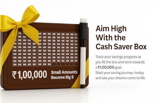 Image of JAYTOP Money Saving Box for Adult 100000, Piggy Bank 100000 for Kids Boys and Girls, Money Box, Wooden Money Bank, Gullak with Carved Design, 1 Lakh Money Savings Box (100000)